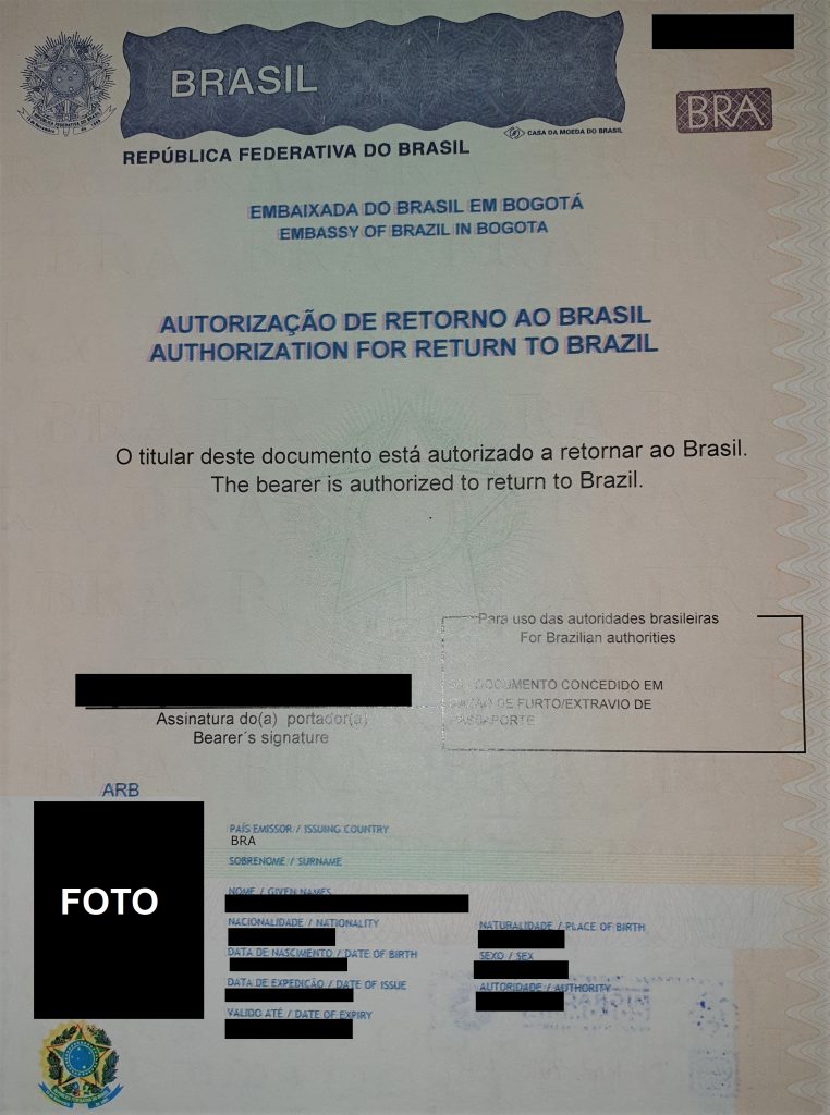 Autorização de retorno para o Brasil